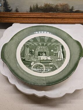 Vintage Green/ Cream Colonial Homestead Platter